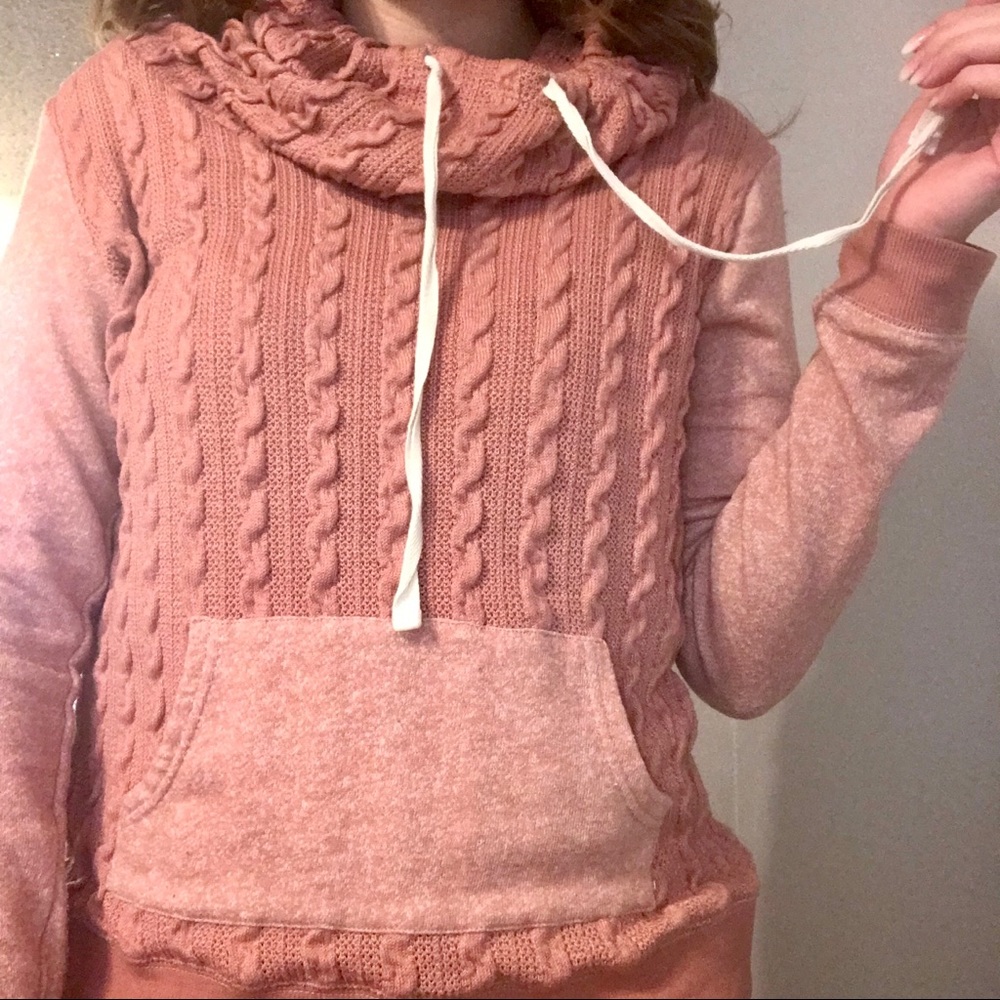 Pink Cowl-neck Sweater